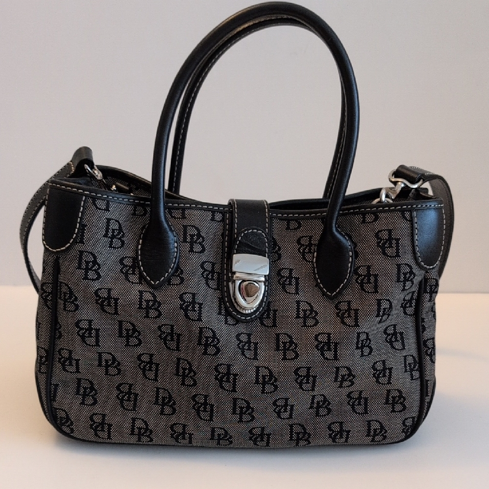 Dooney & Bourke Black and Gray Monogram Satchel
